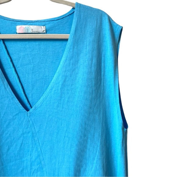 Free People FP Beach Fresco Mini Dress Blue Asymmetrical Hem Tunic Top Oversize - Picture 6 of 9